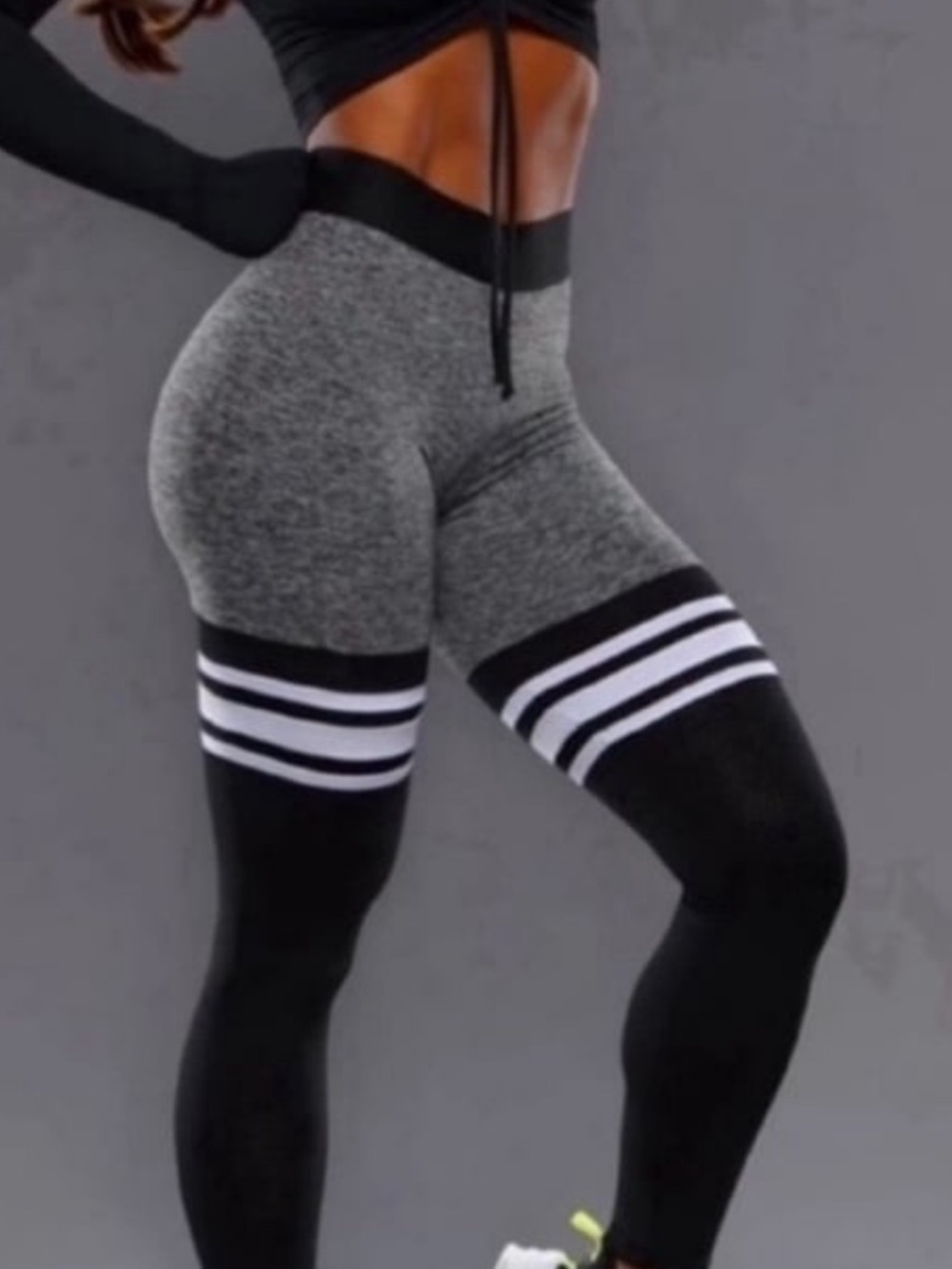 Bombshell sportswear Black/Gray Thigh High legging Medium
